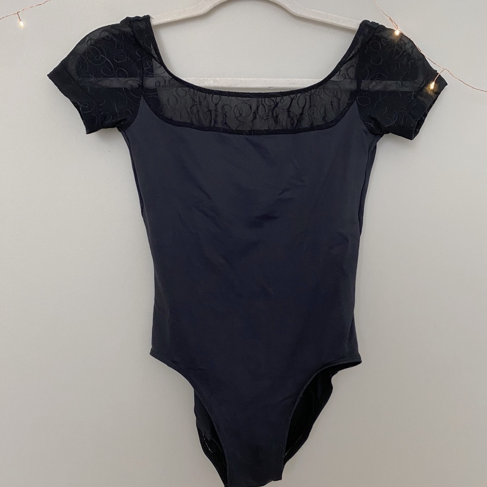 Ainsliewear Mesh Cap Sleeve Leotard